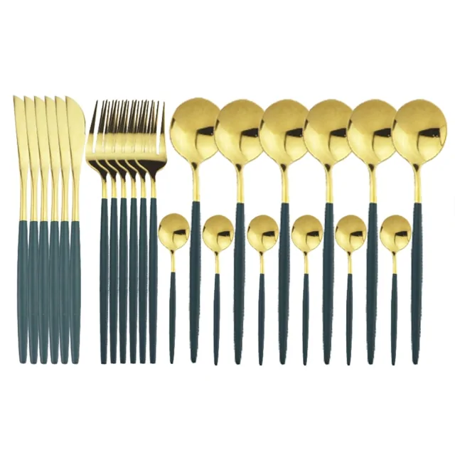24pcs Black Gold Dinnerware Set - Image 11
