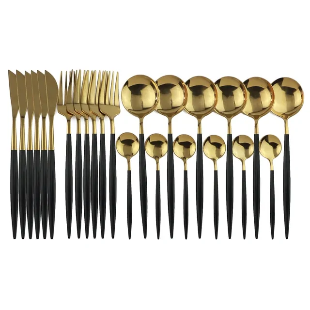 24pcs Black Gold Dinnerware Set - Image 13