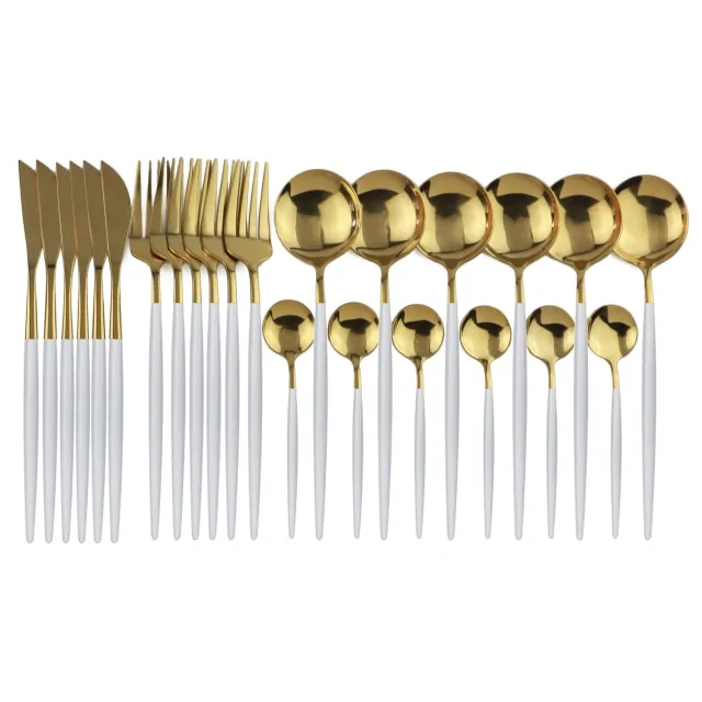 24pcs Black Gold Dinnerware Set - Image 18