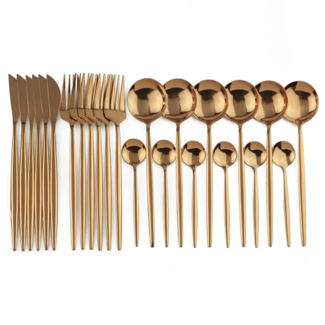 24pcs Black Gold Dinnerware Set - Image 24