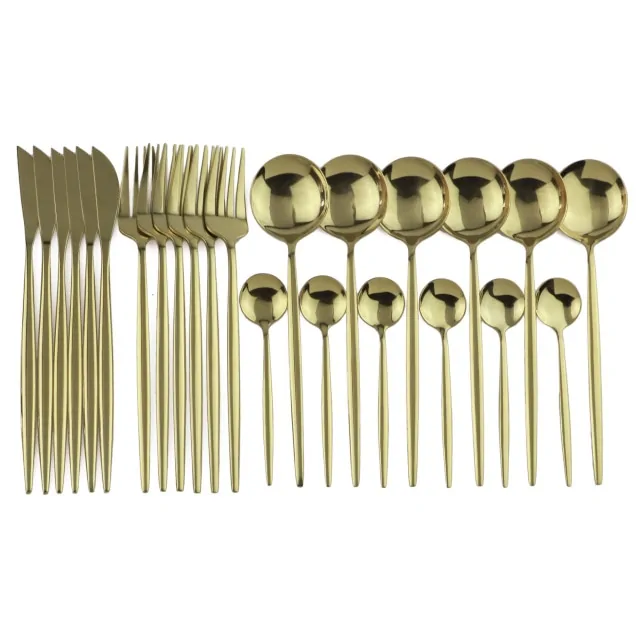 24pcs Black Gold Dinnerware Set - Image 25