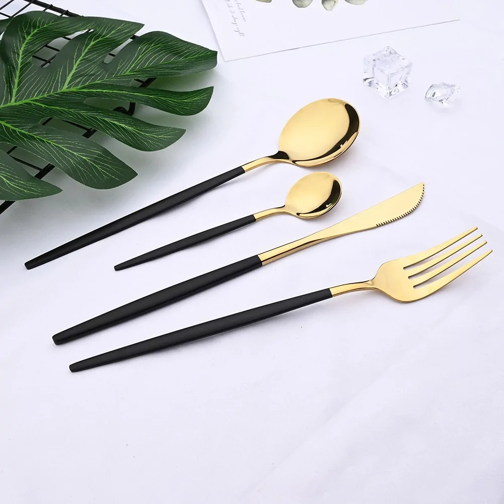 24pcs Black Gold Dinnerware Set - Image 4