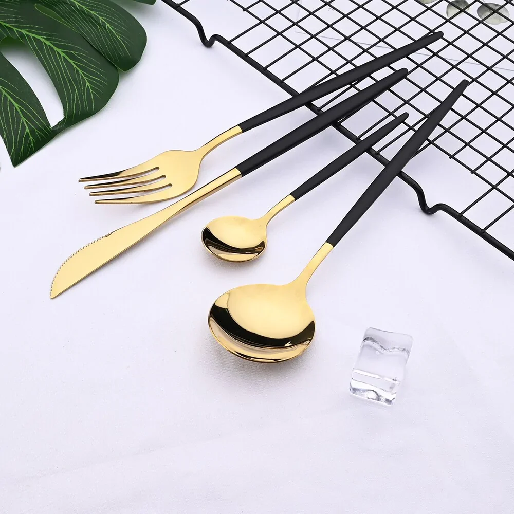 24pcs Black Gold Dinnerware Set - Image 5