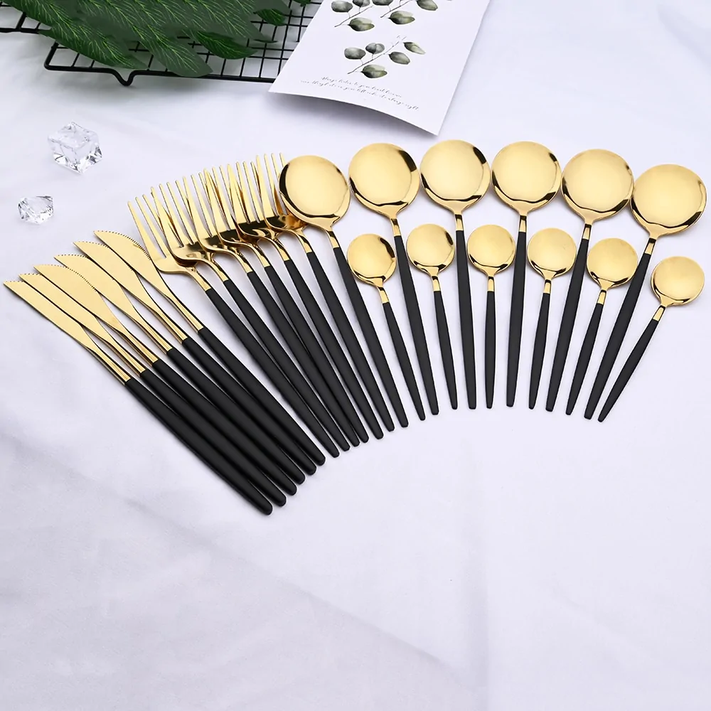 24pcs Black Gold Dinnerware Set - Image 6