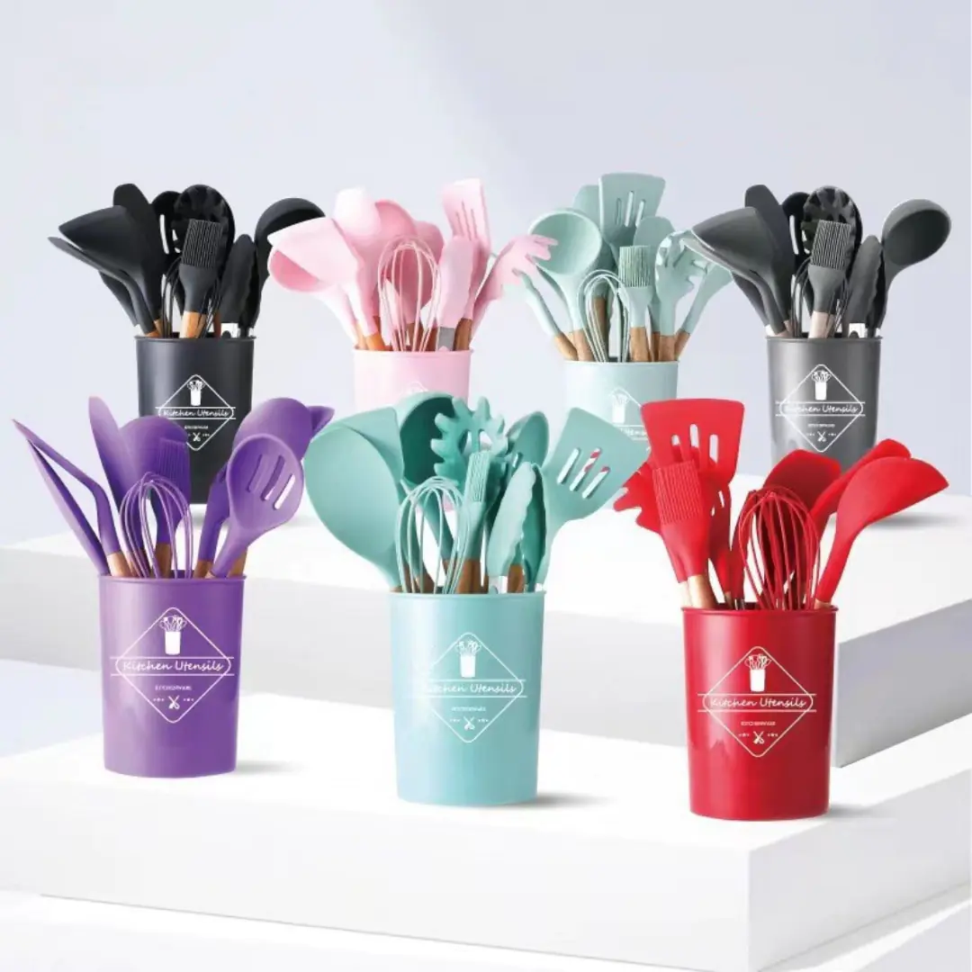 5/12pc Kitchen Utensil Set Wooden Handle - Image 6