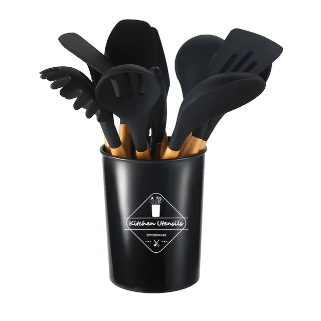 5/12pc Kitchen Utensil Set Wooden Handle - Image 8