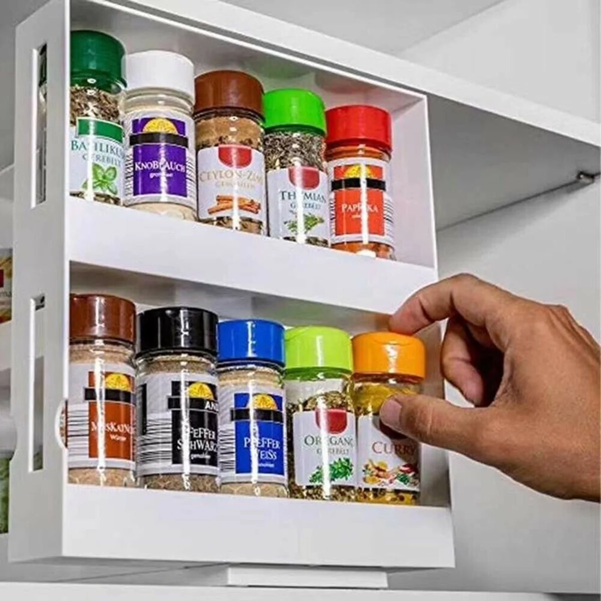 Double Layer Rotating Kitchen Spice Organizer Rack - Image 5