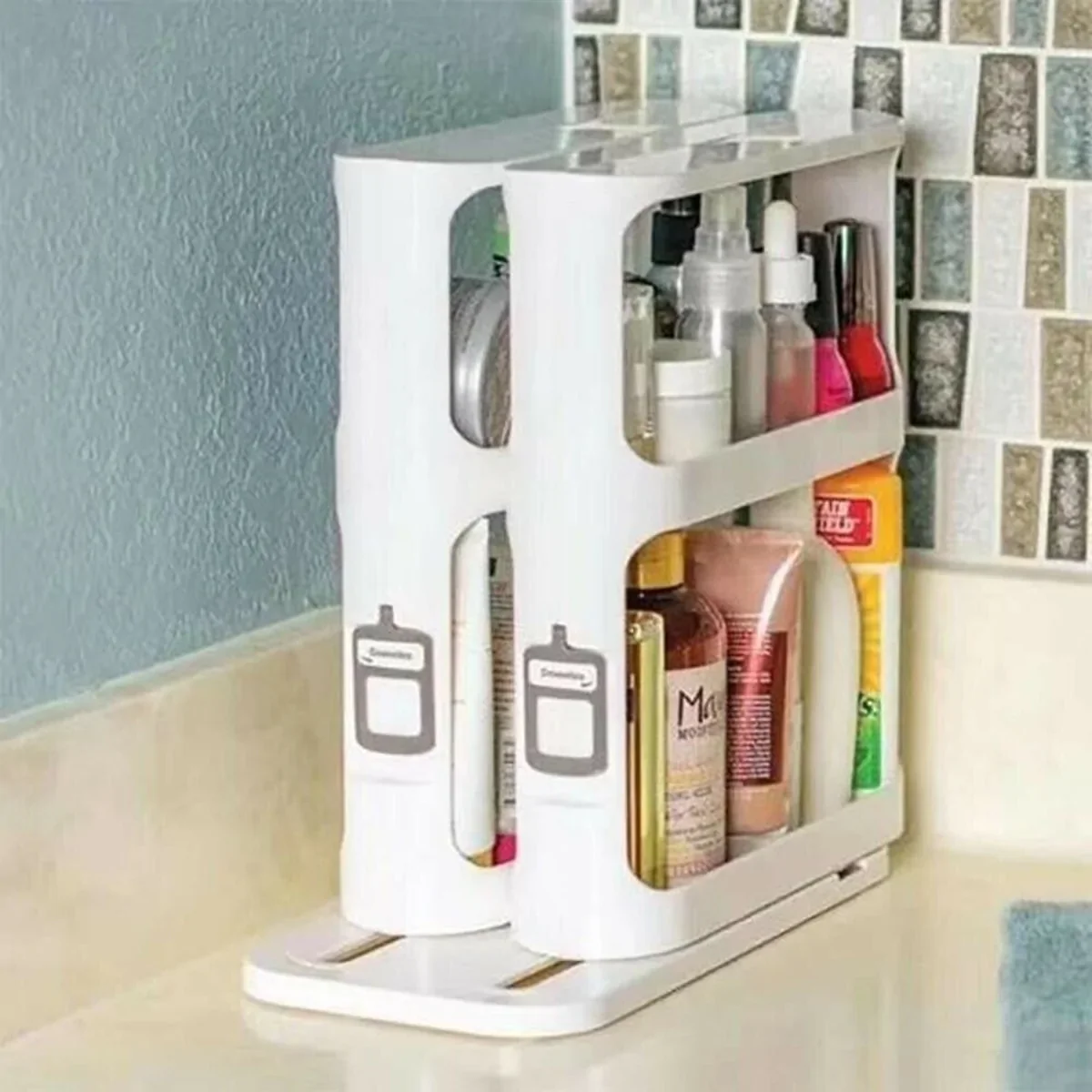 Double Layer Rotating Kitchen Spice Organizer Rack - Image 6